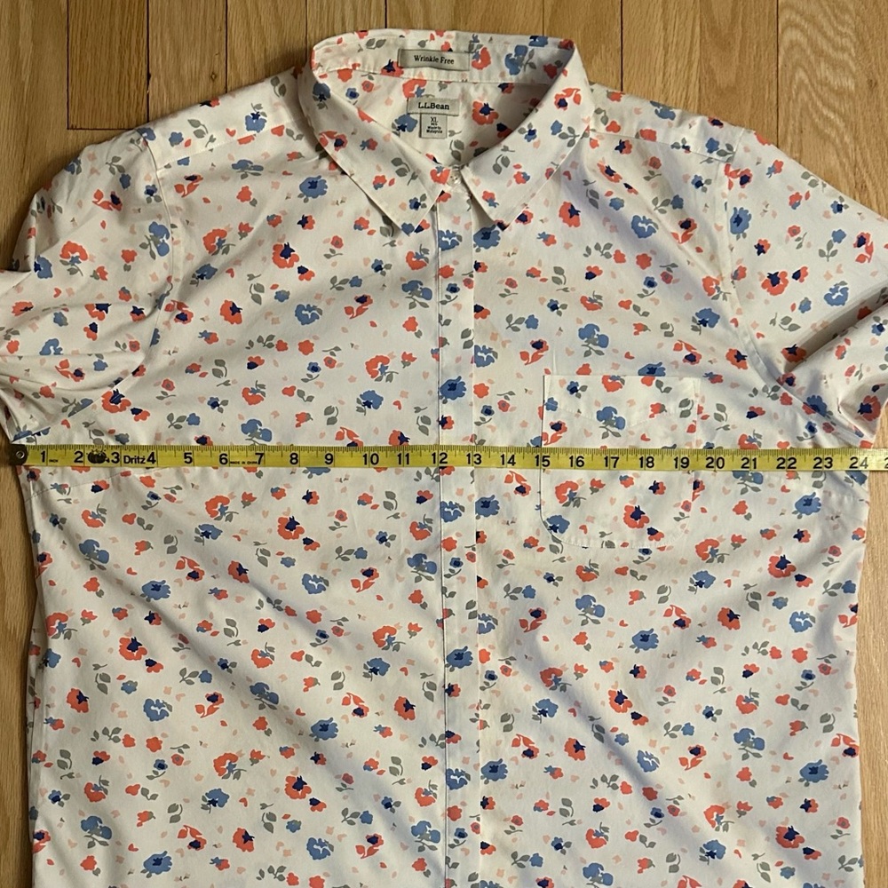 LL Bean Women’s Button Up White Floral Wrinkle Free Long Sleeved Blouse, Size XL - Picture 5 of 7
